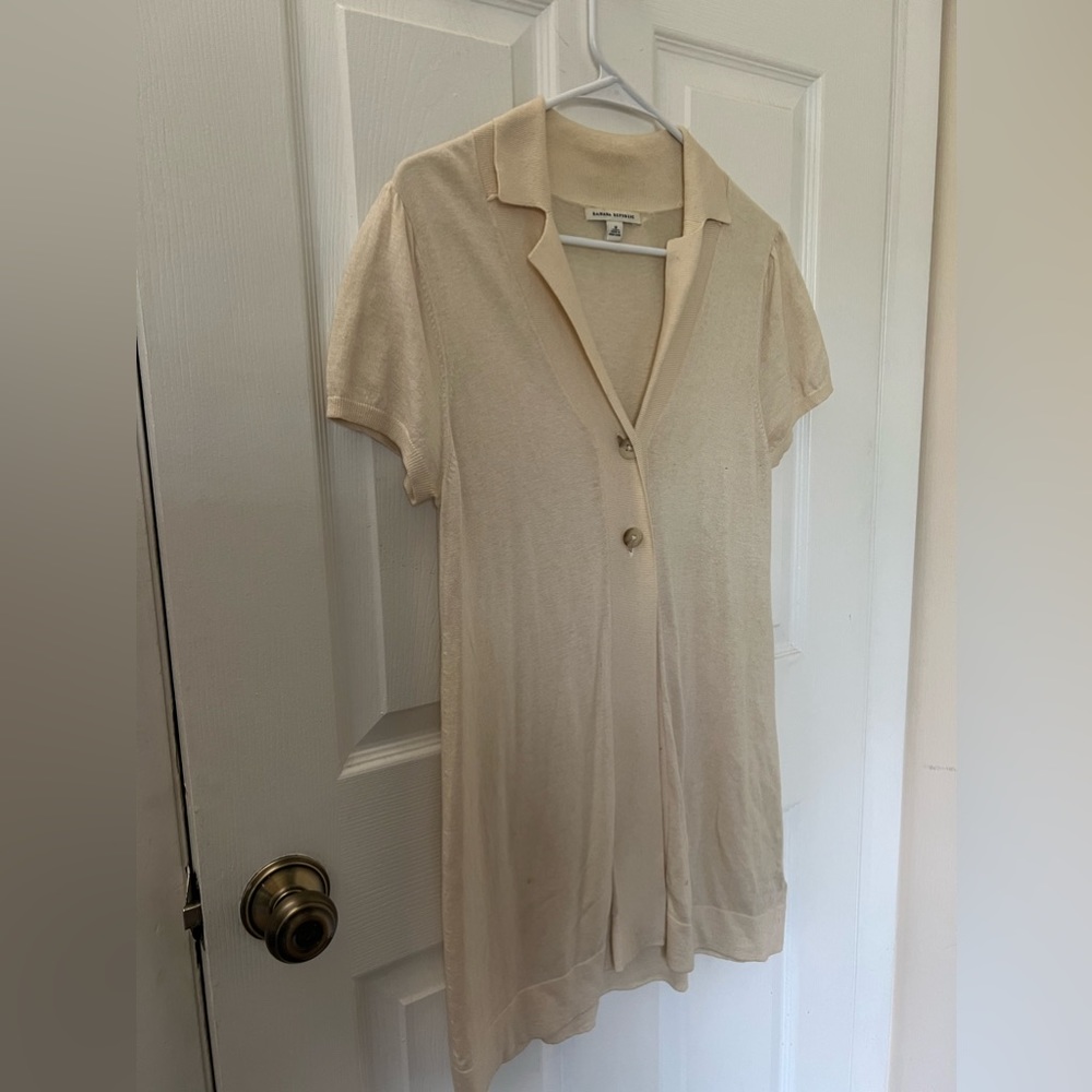 Banana Republic Lightweight Beige Short-Sleeve 2-Button Sweater / Cover Up